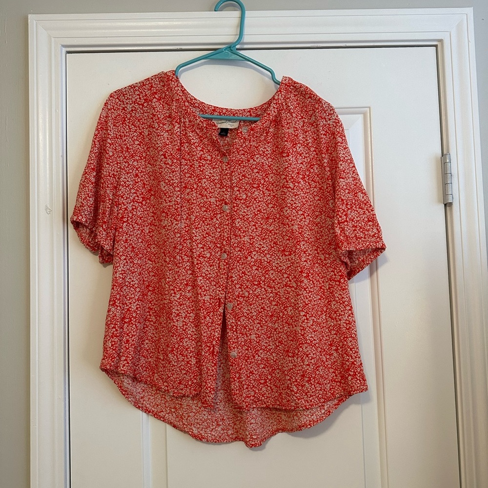 Target red floral blouse. Size medium